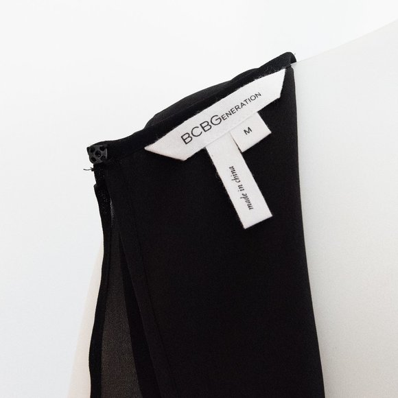 BCBG Generation Black Layered Mini Dress with Lace Insert Size M - Picture 4 of 4